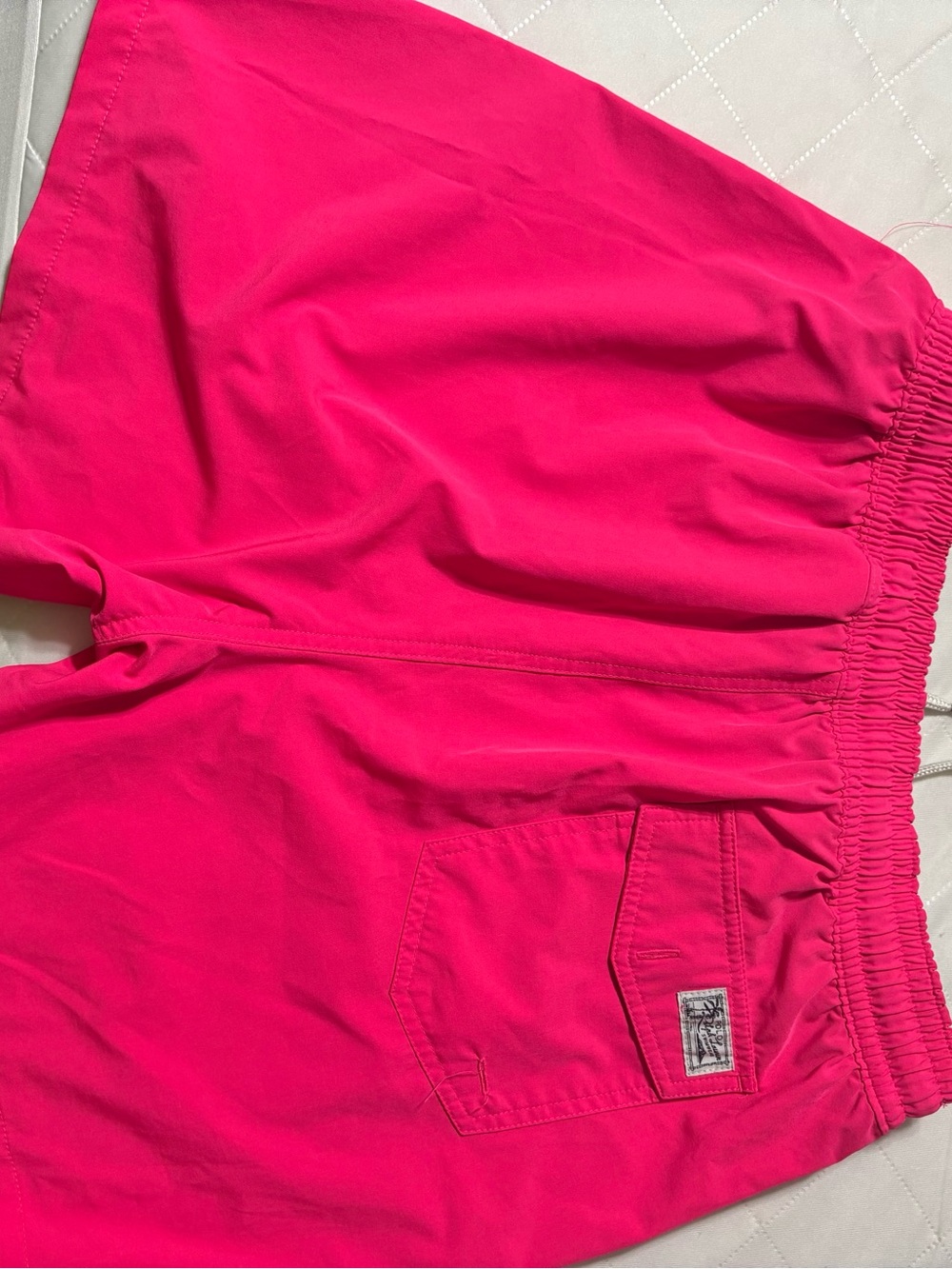 Ralph Lauren Bright Pink Swim Trunks with Blue Waistband - Picture 2 of 3